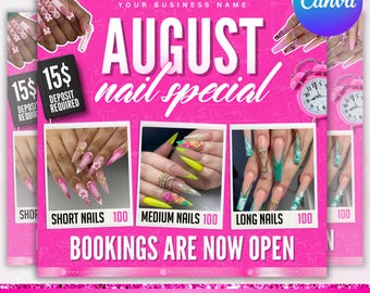 August Booking flyer, August Appointment Flyer, Back To School Flyer, Back to school sale flyer, Hair Braids Lash Wig Flyer, Canva Editable