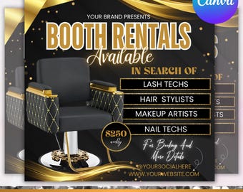 Salon Booth Rental Flyer: Lash, Hair, Makeup, Nails (Canva Editable)