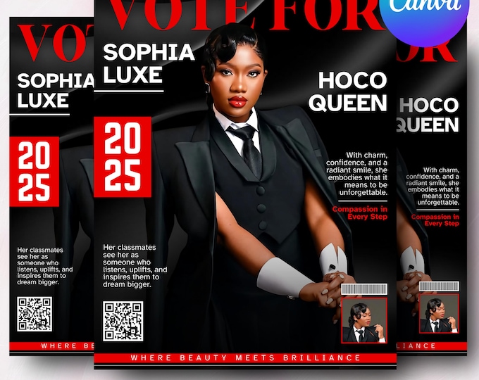 Homecoming Queen Flyer, Homecoming King flyer, homecoming campaign flyer, Vote Homecoming, HOCO Flyer, Vote for me Flyer, Canva Editable
