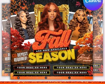 Fall Season Booking Flyer: Lash, Nail & Braids - Canva Editable