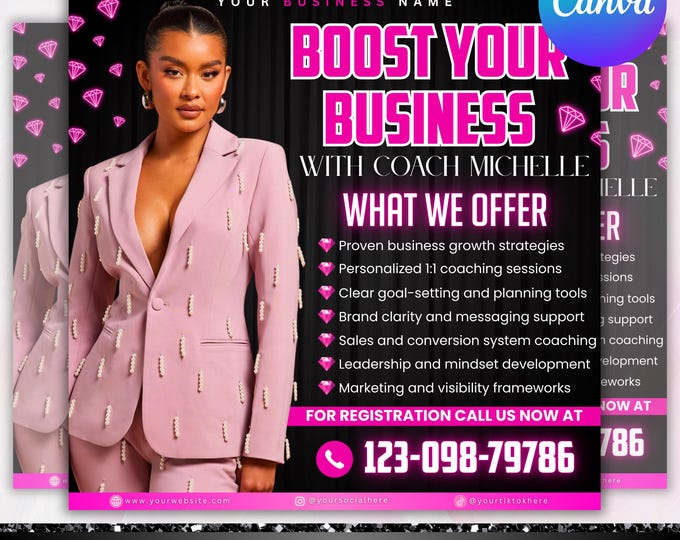 Business Coach Flyer, Coaching Business Flyer, Consultation Flyer, Entrepreneur Flyer,Workshop Flyer, Business Workshop Flyer,Canva Editable