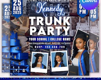 Trunk Party Flyer, Farewell Party Invite, DIY Trunk Party Flyer, Graduation Party Invitation, College Send Off Invitation, Canva Editable