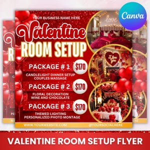 Valentine Room Setup Flyer: Canva Editable Event Template