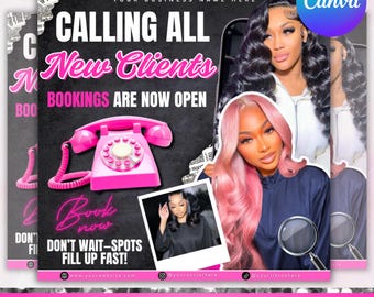 Salon Booking Flyer: Hair, Lashes, Nails - Canva Editable (Digital Download)