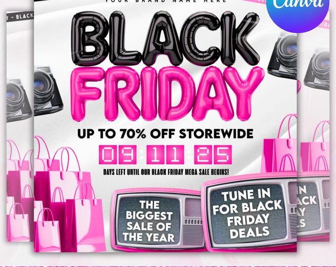 Black Friday Flyer, black Friday Sale Flyer, Black Friday Special Flyer, cyber Monday flyer, Pink Friday Flyer, Flash Sale Flyer, Canva