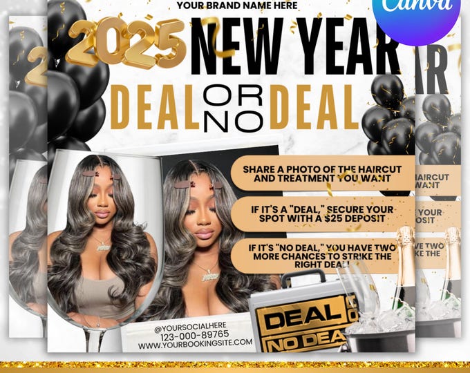 New Year Deal or No Deal Flyer, Deal Or No Deal Flyer, New Year Booking Flyer, January Booking Flyer, New Year Special Flyer, Canva Editable