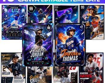 Custom Trading Cards Canva Template Bundle Custom Sport Cards Kids Sport Card Sport Card Template Little League Cards Kids Baseball Card