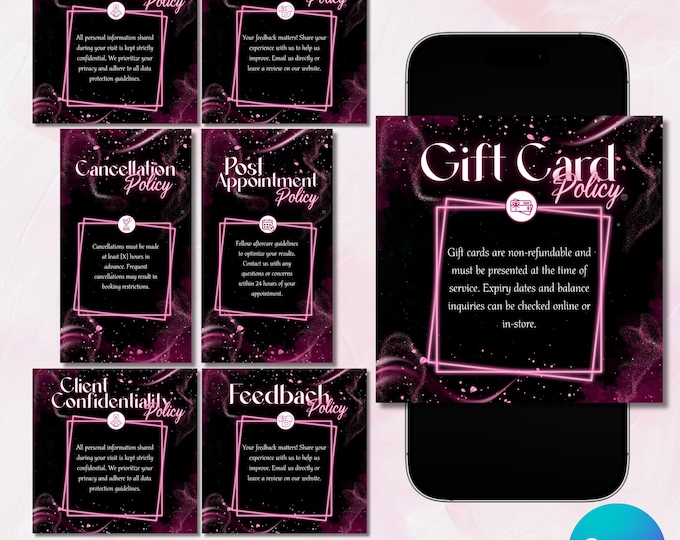 Lash Tech Booking Policy Instagram Template, Booking Policy Template For Instagram Story, Terms And Conditions Template, Canva Editable