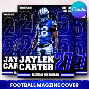 Football Poster Template: Sports Background, Senior Portraits (Canva Editable Digital Download