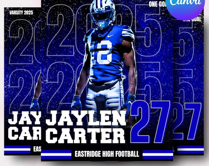 Football Poster Canva Template | Sports Background & Digital Backdrop For Senior Sports Poster, Memory Mate, Football Banner, And Portraits