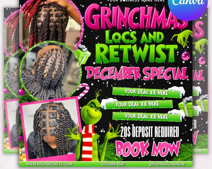 December Booking flyer , Holiday Booking Flyer, Book Now Flyer, Christmas Sale Flyer, Lash, Hair, Makeup, Nails, Wig Flyer, Canva Editable