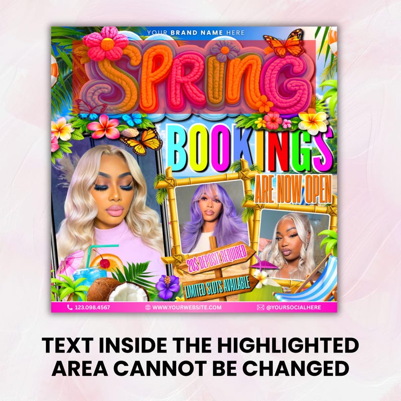 Spring Break Booking Flyer, Spring Booking Flyer, Spring Break Sale Flyer, Spring Special Flyer, Hair Lash Nail Makeup Braids,Canva Editable Spring Break Flyer, March Bookings, Editable Spring Glam Flyer Template, Spring Flyer, Book Now Flyer, Canva Template Instant Download  Spring Break Flyer, Spring Booking Flyer, Editable Spring Flyer Template, Book Now Flyer, Braids Flyer, Canva Template Instant Download