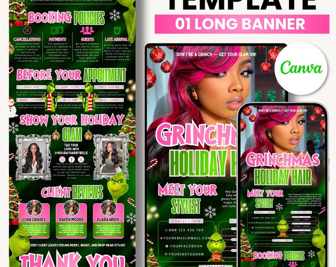 Christmas Editable Acuity Template, Hair Stylist Acuity Scheduling Template, Hair Stylist Branding, Hair Stylist Website, Canva Templates
