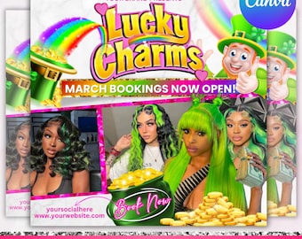 March Booking Flyer, St. Patrick Day Flyer, March Madness Flyer, March Book Now, March Hair, March Lashes Nails Flyer, Canva Editable