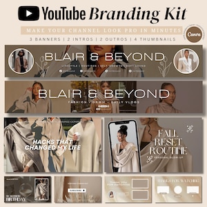 YouTube Branding Kit Template: Canva Editable Banners, Thumbnails, Intros (PDF Download)