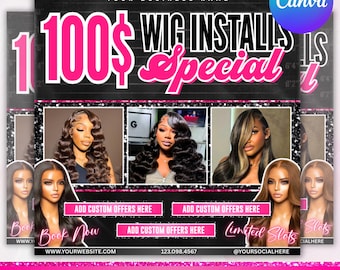 Wig Special Flyer, Wig Deals, Wig Bundle Flyer, Hair on Hand, Wig Flyer, Hair Stylist Flyer, Hair Sale Flyer, Canva Editable