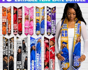 Graduation Stole Canva Editable Template Mega Bundle, Graduation Sash Sublimation 2026, Congrats Senior Stole Template Personalized Designs