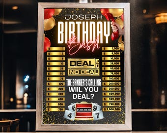 Deal Or No Deal Poster, Birthday Game poster, Game Edited To Suit Your Birthday 21st 30th 40th 50th 60th 70th, Canva Editable