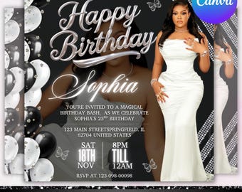 Birthday Party Flyer, Birthday Bash Flyer, Birthday Girl, Party Flyer, Celebration Flyer, Birthday Event, Birthday Invite, Canva Editable