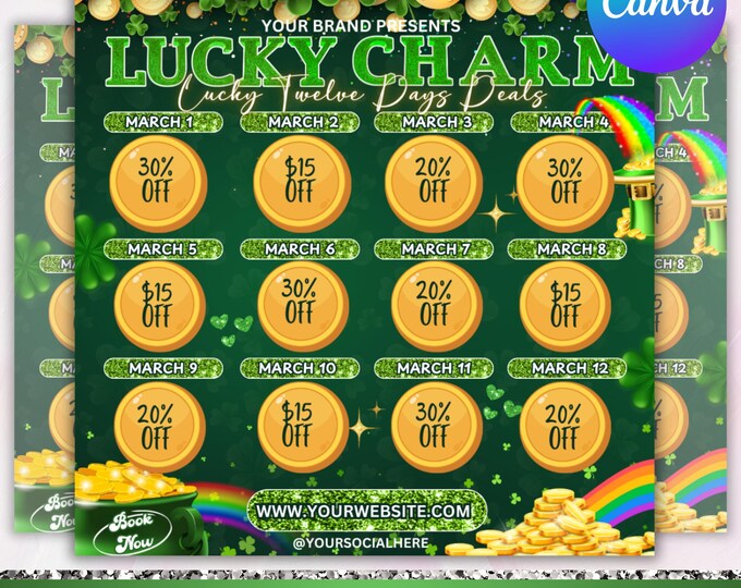 March Booking Flyer, St. Patrick Day Flyer, March Madness Flyer, March Book Now, March Hair, March Lashes Nails Flyer, Canva Editable