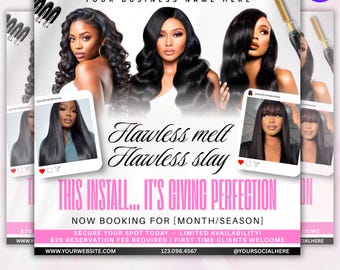 Wig Install Specials Flyer, Editable Canva Template, Hair Salon Flyer, Wig Business Promo Flyer, Premade Hairstylist Services Beauty Flyer
