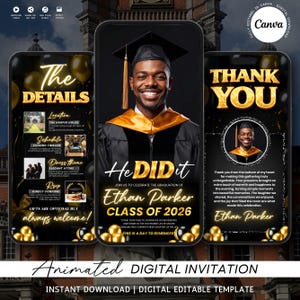 Black and Gold Luxury Graduation Digital Invitation, Graduation Party, Graduation Ceremony, For Boys and Girls, For men and women Graduation Flyer | Customizable DIY Invitation Flyer | Graduation Invitation Flyer | Social Media Flyer | Simplistic | Class of 2025 Digital Graduation Invitation, Graduation Party, Graduation Invitation, Congrats to the Grad flyer, Class of 2025 flyer, Grad Announcement
