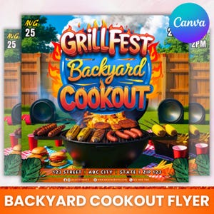 Backyard Cookout Flyer, BBQ Flyer, Summer Cookout Flyer, DIY Canva Editable Design Template, Food Flyer, Social Media Flyer, Party Flyer Backyard Cookout Flyer, BBQ Flyer, Summer Cookout Flyer, DIY Canva Editable Design Template, Food Flyer, Social Media Flyer, Party Flyer