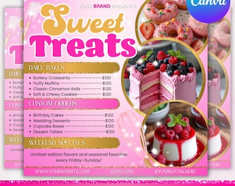 Bakery Flyer: Cake, Pastry, and Sweet Treats - Canva Editable (Digital Download)