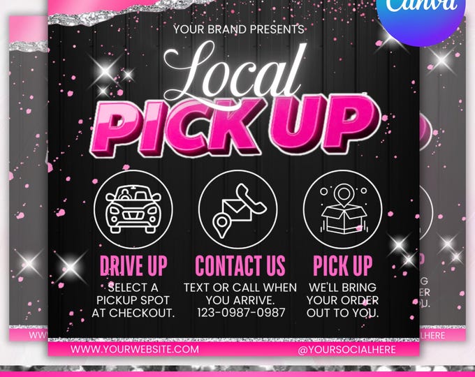 Local Pick Up Flyer, Curbside Pickup Flyer, Delivery Flyer, Business Flyer, Boutique Flyer, Hair Nails Beauty Flyer, Canva Editable