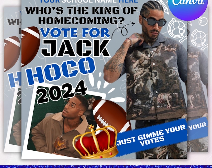 Homecoming King flyer, Homecoming Queen Flyer, homecoming campaign flyer, Vote Homecoming, HOCO Flyer, Vote for me Flyer, Canva Editable