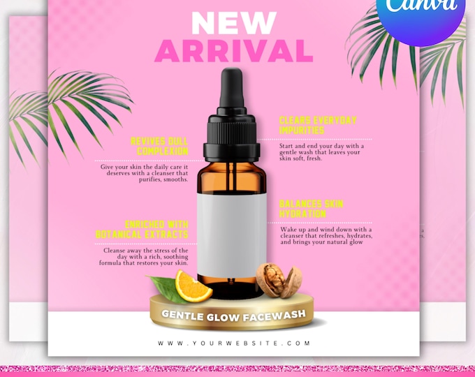 New Product Flyer, DIY New Arrivals Social Media Flyer, Hair Oil Flyer, Beauty Product Flyer, Diy Flyer Template, Canva Editable