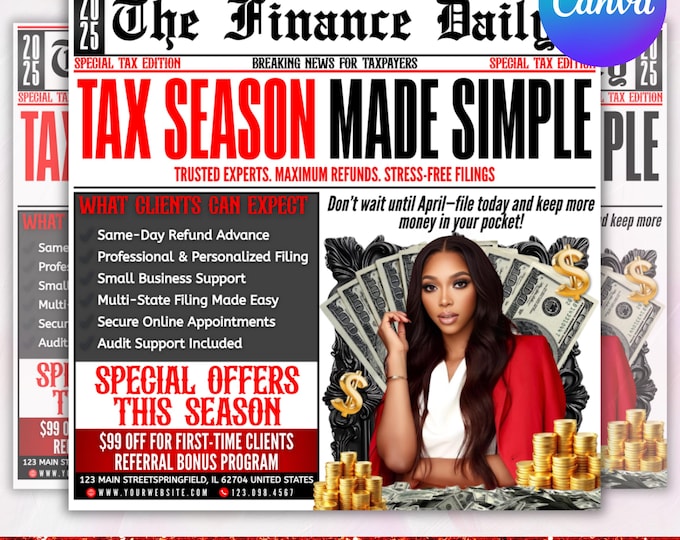 Tax Preparation Flyer, Tax Flyer, Tax Season, Tax Prep Season Flyer, Accountant Flyer, Tax Prep Instagram Template, Tax Preparation Flyer