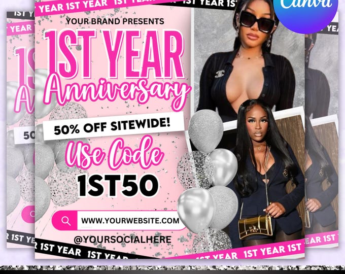 Business Anniversary Flyer, Anniversary Flyer, CEO Birthday Flyer, Celebration Flyer, Business Birthday Sale Flyer, Canva Editable