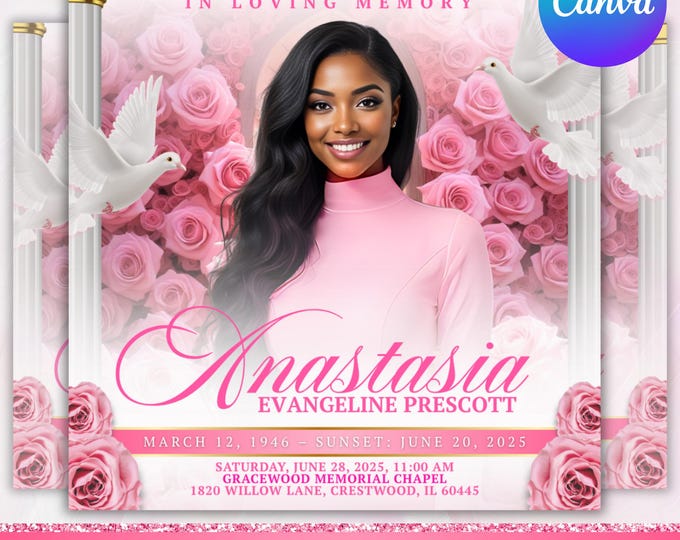 Memorial Funeral Announcement Flyer, Funeral Announcement Template, Funeral Memorial Announcement Flyer, Rest In Peace Flyer, Canva Editable