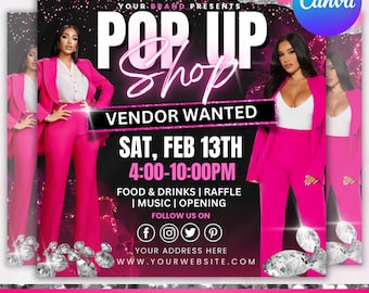 Pop Up Shop Flyer, Pop Up Shop Event Flyer, Pop up shop Template, Vendor Flyer, Shop Now flyer, Event Flyer, Vendors Wanted, Canva Editable