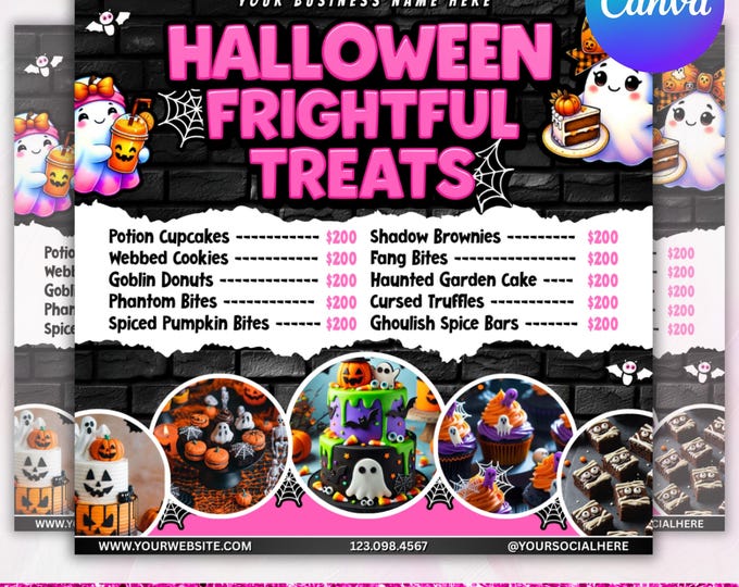 Halloween Bake Sale Flyer, October Sweet Treats Flyer, Bakery Flyer, Halloween Dessert Flyer, Pastry Flyer, Editable Bake Shop Template