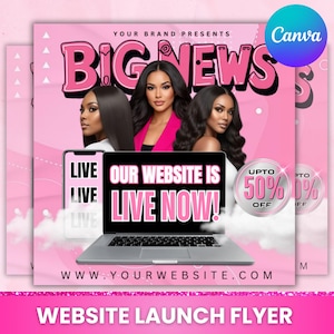 Website Launch Flyer, New Website Launch Flyer, Grand Opening Flyer, Launching Soon Flyer, Website Coming Soon, Canva Editable