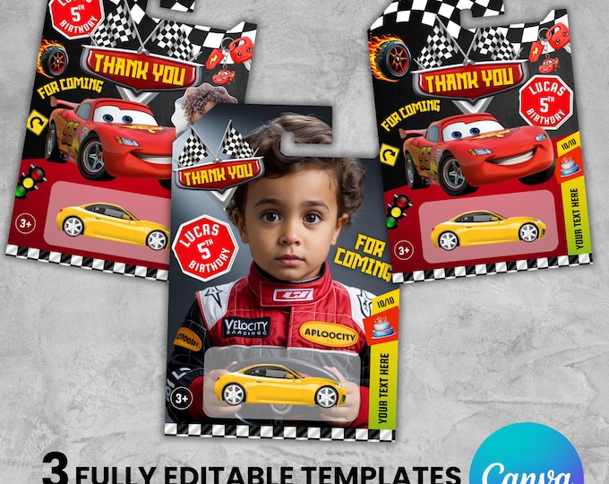 Toy Car packaging,Toy Car packaging Template,Cars Birthday,McQueen Printable Car Birthday Favor,Race Car Tag Party Supplies,Canva Editable