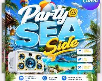 Summer Party Flyer, DIY Flyer Template Design, Pool Party Invite Flyer, Summer Break Party Flyer, Summer Event Flyer, Canva Instagram Post