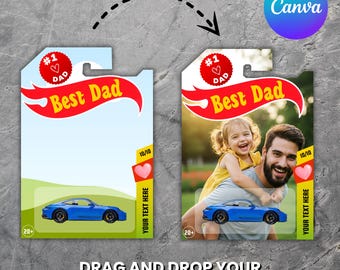 Father's Day Toy Car Packaging Template, Toy car packaging, Toy Car Packaging Template, Race Car Tag Party Supplies,Favor Tag,Canva Editable