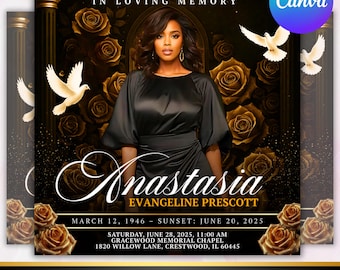 Memorial Funeral Announcement Flyer | Women Memorial Flyer | Funeral Program | Rest In Peace Flyer, Celebration of Life Flyer, Funeral flyer