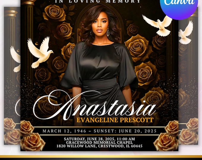 Memorial Funeral Announcement Flyer, Funeral Announcement Template, Funeral Memorial Announcement Flyer, Rest In Peace Flyer, Canva Editable
