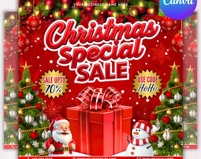 Christmas Sale Flyer, Christmas Appointment Flyer, Holiday Sale, Beauty Braids Hair Lashes Nails Boutique Flyer Template, DIY Canva