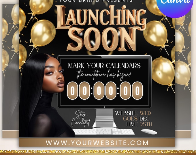 Website Launch Flyer, New Website Launch Flyer, Grand Opening Flyer, Launching Soon Flyer, Website Coming Soon, Canva Editable