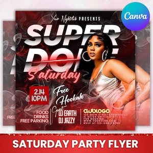 Saturday Night Party Flyer, Club Party Flyer, Club Flyer, Night Club Event Invite Flyer, Club DJ Flyer, Happy Hour Flyer, Canva Editable