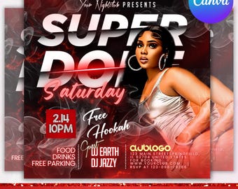 Saturday Night Party Flyer, Club Party Flyer, Club Flyer, Night Club Event Invite Flyer, Club DJ Flyer, Happy Hour Flyer, Canva Editable