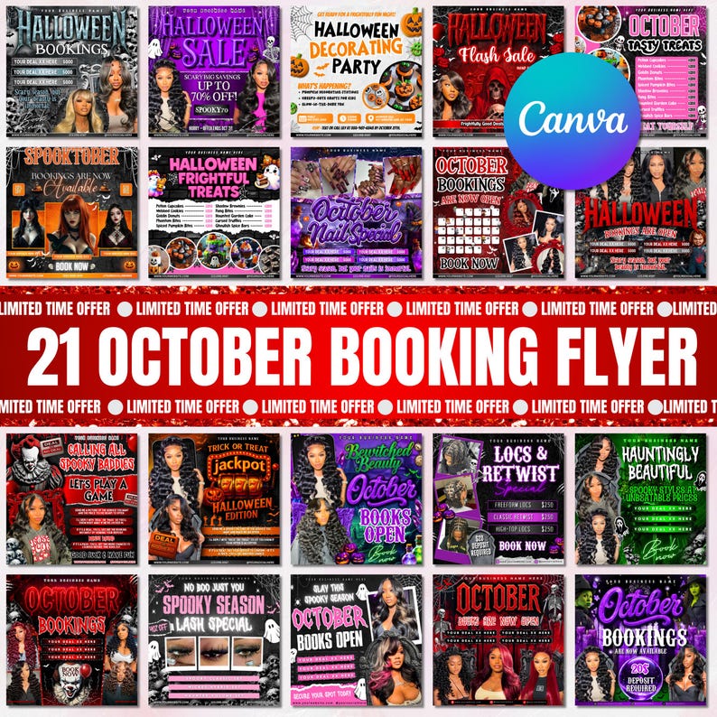October Booking Flyer, October Books Open, Halloween Hair Flyer, Spooky SZN Flyer, October Hair Flyer, Nails MUA Lash Locs Wig, DIY Canva October Booking Flyer, October Books Open, Halloween Hair Flyer, Spooky SZN Flyer, October Hair Flyer, Nails MUA Lash Locs Wig, DIY Canva October Booking Flyer, October Books Open, Halloween Hair Flyer, Spooky SZN Flyer, October Hair Flyer, Nails MUA Lash Locs Wig, DIY Canva