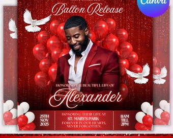 Balloon Release Flyer | Memorial Flyer | Funeral Flyer | Balloon Release Flyer Template | Diy Memorial Flyer | Editable Canva Template