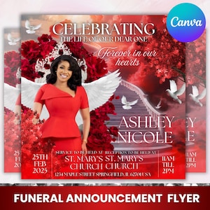 Memorial Funeral Announcement Flyer, Funeral Announcement Template, Funeral Memorial Announcement Flyer, Rest In Peace Flyer, Canva Editable