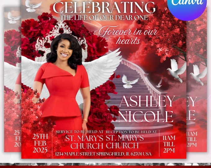 Memorial Funeral Announcement Flyer, Funeral Announcement Template, Funeral Memorial Announcement Flyer, Rest In Peace Flyer, Canva Editable